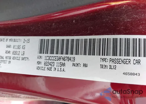 2015 Chrysler 200 C z USA, uszkodzony, nr VIN 1C3CCCEG0FN678419